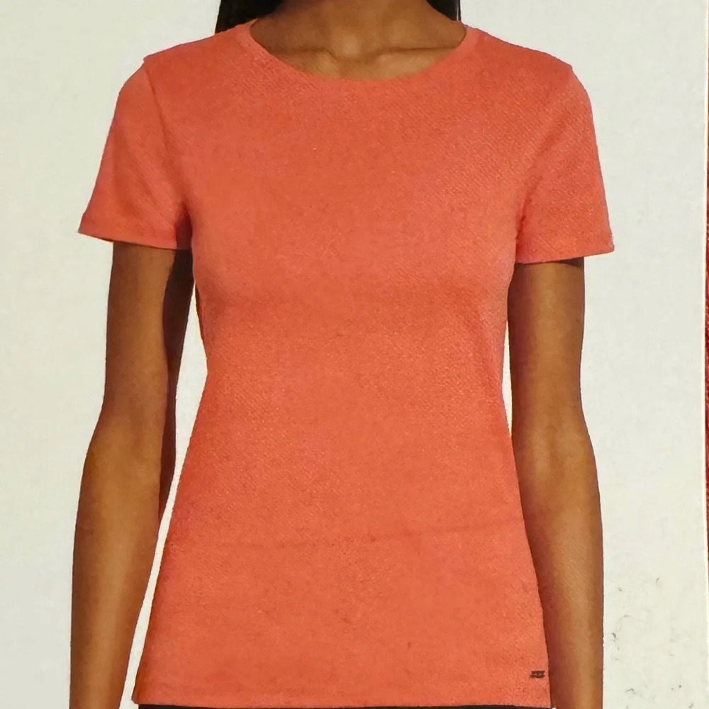 DKNY Short Sleeve Tee Solid Super Soft Comfy Cotton Basic NWT Coral Pink